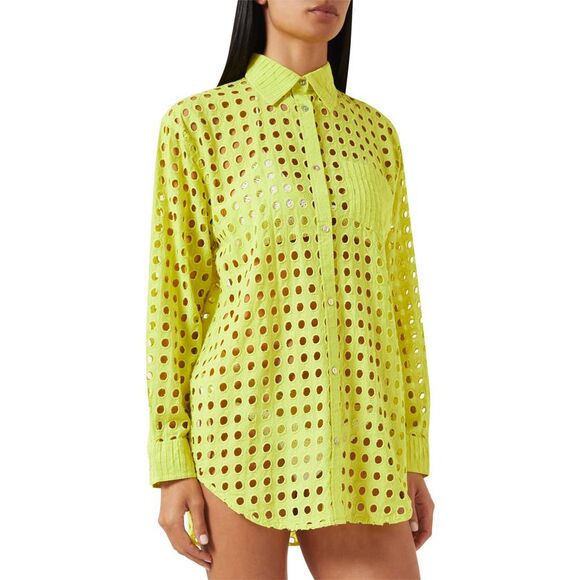 Solid & Striped Womens The Oxford Tunic Cover-Up Small Chartreuse - NWT $198 - Picture 3 of 5